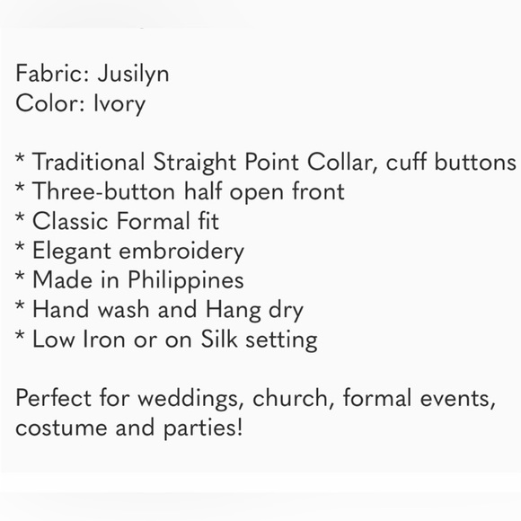 Boys Barong size 16-20 (11 to 13 years old) - Picture 6 of 7